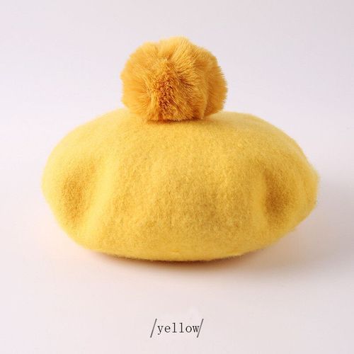 Béret À Pompons Pour Enfant,Casquette Octogonale En Laine Solide,Chapeau De Peintre Pour Fille De 1 À 3 Ans,Collection Hiver