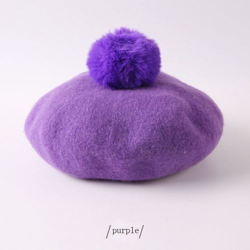 Béret À Pompons Pour Enfant,Casquette Octogonale En Laine Solide,Chapeau De Peintre Pour Fille De 1 À 3 Ans,Collection Hiver