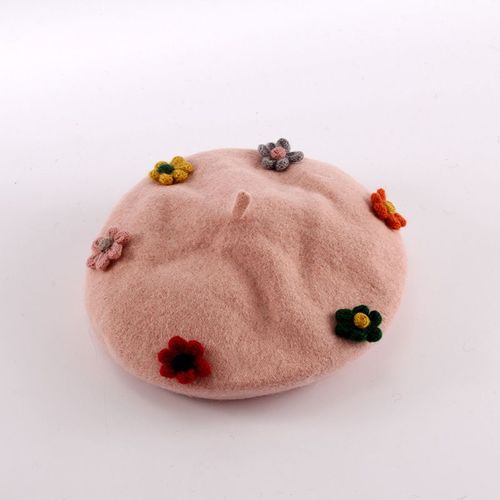 Béret À Pompons Pour Enfant,Casquette Octogonale En Laine Solide,Chapeau De Peintre Pour Fille De 1 À 3 Ans,Collection Hiver