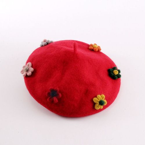 Béret À Pompons Pour Enfant,Casquette Octogonale En Laine Solide,Chapeau De Peintre Pour Fille De 1 À 3 Ans,Collection Hiver