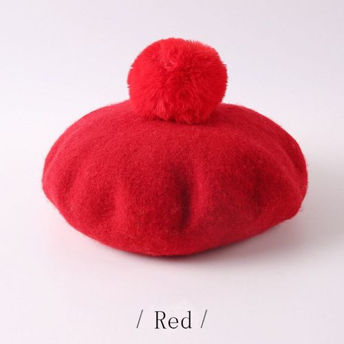 Béret À Pompons Pour Enfant,Casquette Octogonale En Laine Solide,Chapeau De Peintre Pour Fille De 1 À 3 Ans,Collection Hiver