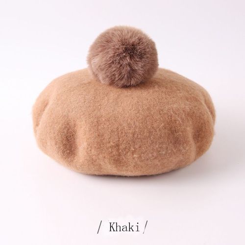 Béret À Pompons Pour Enfant,Casquette Octogonale En Laine Solide,Chapeau De Peintre Pour Fille De 1 À 3 Ans,Collection Hiver