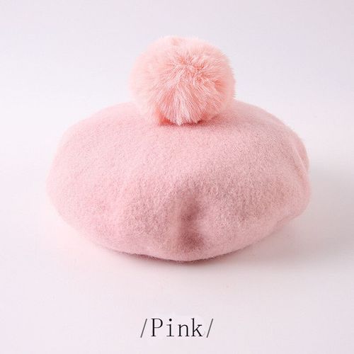 Béret À Pompons Pour Enfant,Casquette Octogonale En Laine Solide,Chapeau De Peintre Pour Fille De 1 À 3 Ans,Collection Hiver