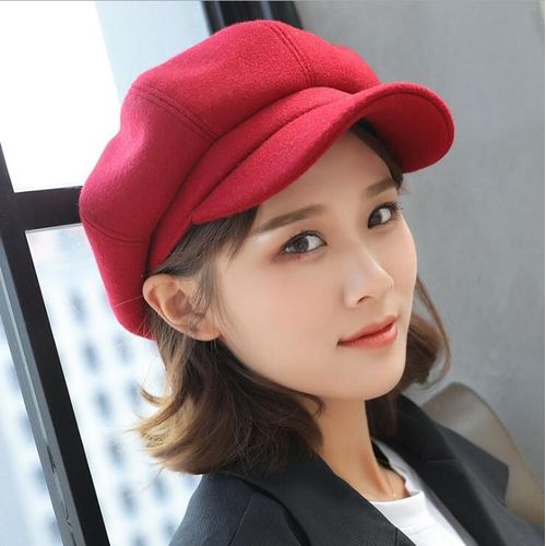 Béret En Laine Sauvage Pour Femme,Casquette Octogonale,Chapeaux D'artiste Peintre,Casquettes Gavroche,Noir,Gris,Mode Automne Et Hiver