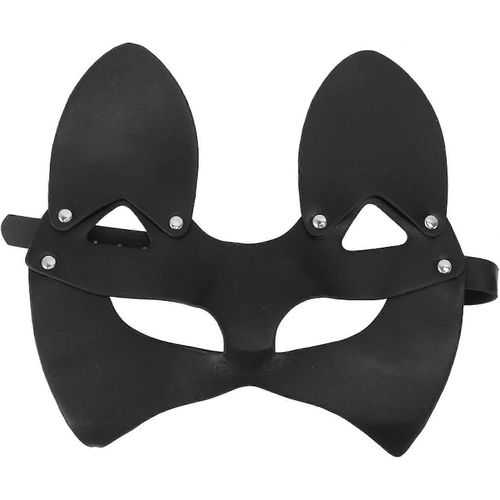 Halloween Party Masque De Chat En Cuir Pour Femmes - Masque Animal Demi-Visage Cosplay Durable