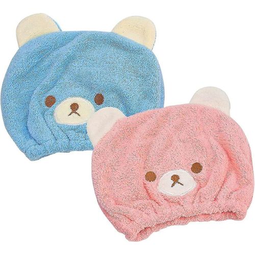 2 Pcs Cap Head Towel Pour Les Enfants Filles - Soft Absorbant Quick Drying Bath Wrap Set - Bear Cap Pour La Baignade, Spa, Piscine Fast Dry Hat Pour Curly
