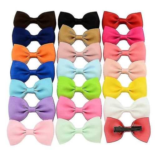 20pcs Little Girls Hair Bows 3 Pouces Côte Lavée Avec Bow Strap Crocodile Hair Clips Hair Clips Toddler Kids