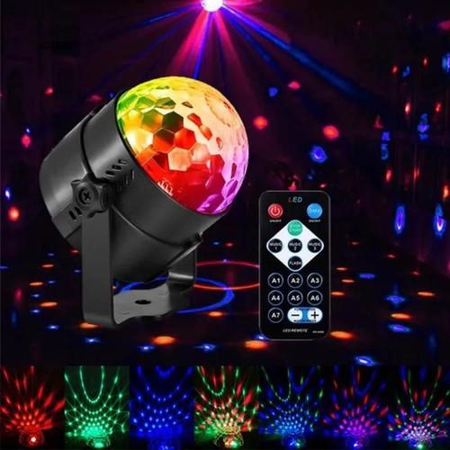 Boule Disco7 Couleur Lampe de Scène Jeu de Lumiere Lumière Fête 3W LED 7 RGB à Commande Sonore Mini Projecteur Boule Eclairage-PM5