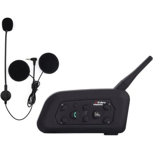 Intercom Moto Vnetphone V6-1200 Sans Fil Radio Oreillette Bt Étanches Avec Micro 1200m Pour 6 Motards Amateurs De Ski-Pm5