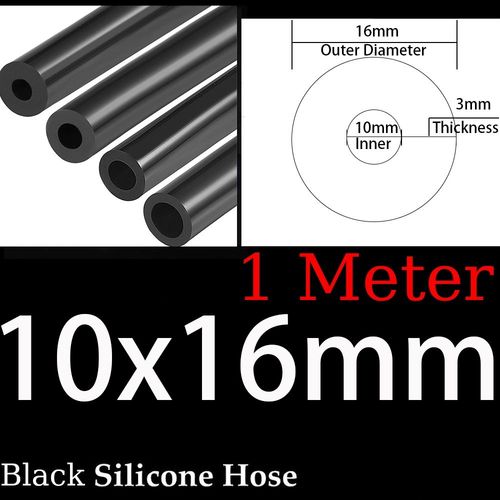 Tuyau en silicone pour aspirateur de voiture,diamètre intérieur universel,tube de ligne de course,noir et rouge,épaisseur 3mm,1 mètre,3mm,5mm,4mm,6mm,8mm,10mm,12mm,14mm - Type 10x16mm Black