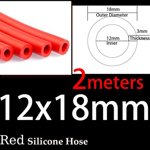 Tuyau en silicone rouge pour aspirateur de voiture,diamètre intérieur universel,tube de ligne de course,1 mètre,2 mètres,épaisseur 3mm,3mm,5mm,4mm,6mm,8mm,10mm,12mm,14mm - Type 12x18mm Red 2 Meters