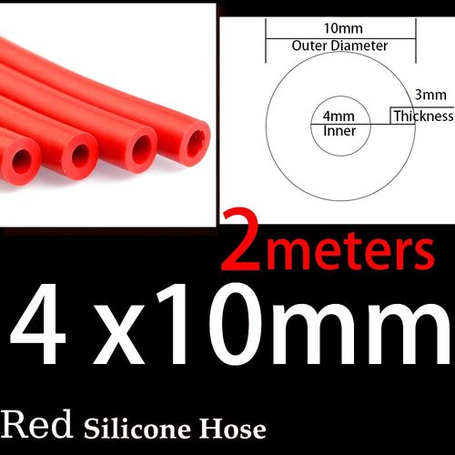 Tuyau en silicone rouge pour aspirateur de voiture,diamètre intérieur universel,tube de ligne de course,1 mètre,2 mètres,épaisseur 3mm,3mm,5mm,4mm,6mm,8mm,10mm,12mm,14mm - Type 4x10mm Red 2 Meters