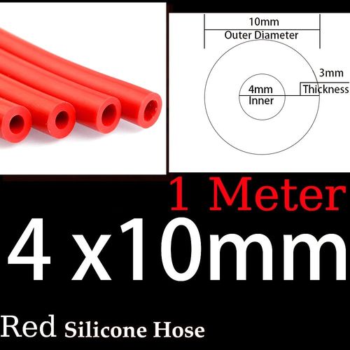 Tuyau en silicone rouge pour aspirateur de voiture,diamètre intérieur universel,tube de ligne de course,1 mètre,2 mètres,épaisseur 3mm,3mm,5mm,4mm,6mm,8mm,10mm,12mm,14mm - Type 4x10mm Red 1Meter