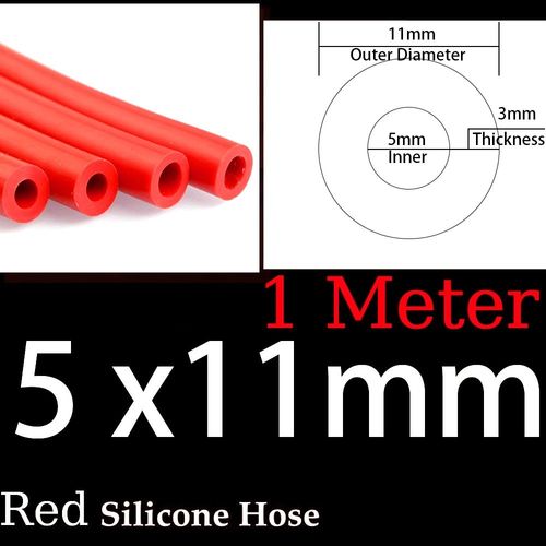 Tuyau en silicone rouge pour aspirateur de voiture,diamètre intérieur universel,tube de ligne de course,1 mètre,2 mètres,épaisseur 3mm,3mm,5mm,4mm,6mm,8mm,10mm,12mm,14mm - Type 5x11mm Red 1Meter