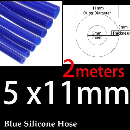 Tuyau en silicone bleu pour aspirateur de voiture,diamètre intérieur universel,tube de ligne de course,1 mètre,2 mètres,épaisseur 3mm,3mm,5mm,4mm,6mm,8mm,10mm,12mm,14mm - Type 5x11mm Blue 2 Meters