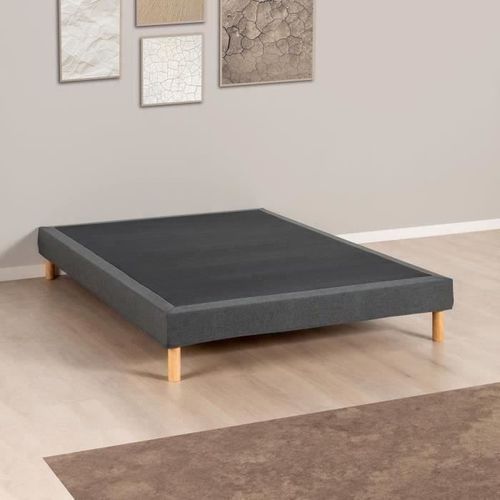 Sommier Tapissier - 160x200 Cm - Gris Anthracite - Kit - Deko Dream Eazyx