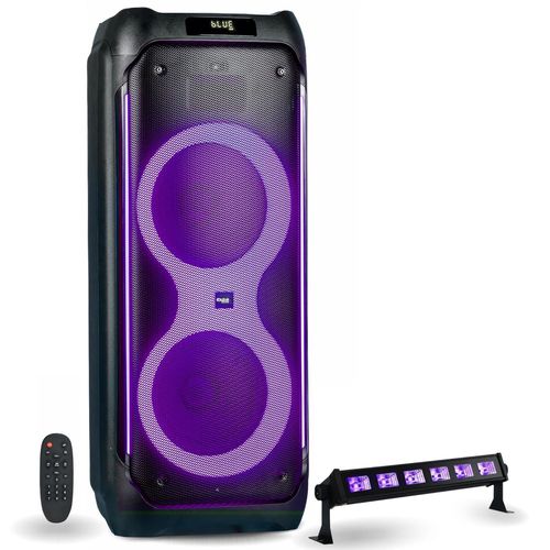 Pack Enceinte Autonome USB Bluetooth Active 1200W Ibiza COLUMBA1200 - Barre Lumière UV LED-UVBAR6 Fête Anniversaire Musique DJ