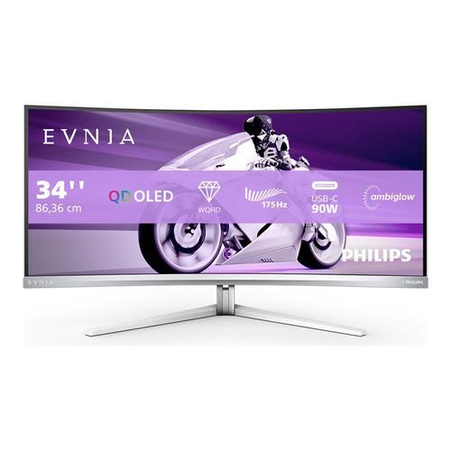 Philips Evnia 8000 34M2C8600 - Moniteur OLED - jeux - incurvé - 34" - 3440 x 1440 WQHD @ 175 Hz - 1000 cd/m² - 1000000:1 - DisplayHDR 400 True Black - 0.1 ms - 2xHDMI, DisplayPort, USB-C -...