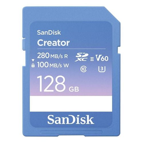 SanDisk Creator - Carte mémoire flash - 128 Go - Video Class V60 / UHS-II U3 / Class10 - SDXC UHS-II