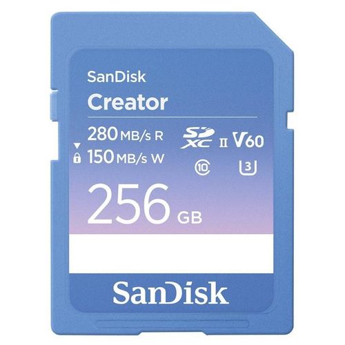 SanDisk Creator - Carte mémoire flash - 256 Go - Video Class V60 / UHS-II U3 / Class10 - SDXC UHS-II