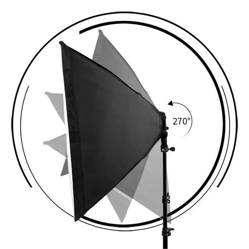 Kit d'éclairage Softbox ¿ 2 Softboxes, 2 supports de lampe, 2 trépieds, 4 ampoules LED blanches<ul><li>Comprend 2 Softboxes pour un éclairage doux et uniforme</li><li>2 supports de lampe robustes pour une stabilité optimale</li><li>2 trépieds réglabl