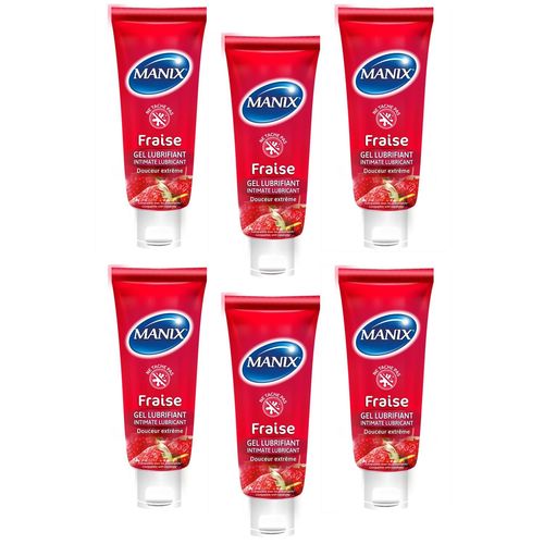 Manix Lot De 6 Tubes Gel Lubrifiant Intime Fraise - 80ml