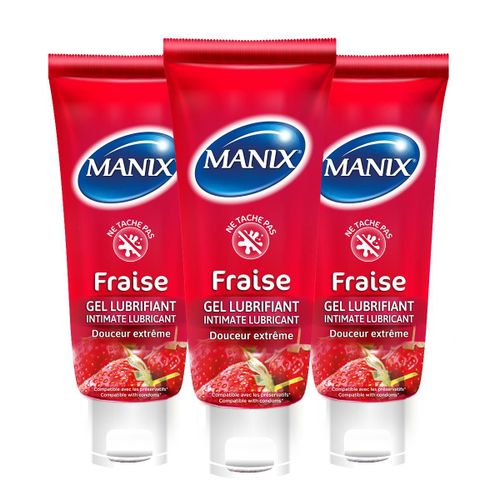 Manix Lot De 3 Tubes Gel Lubrifiant Intime Fraise - 80ml