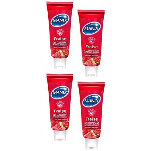 Manix Lot De 4 Tubes Gel Lubrifiant Intime Fraise - 80ml