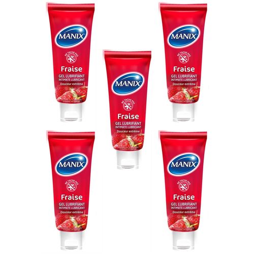 Manix Lot De 5 Tubes Gel Lubrifiant Intime Fraise - 80ml
