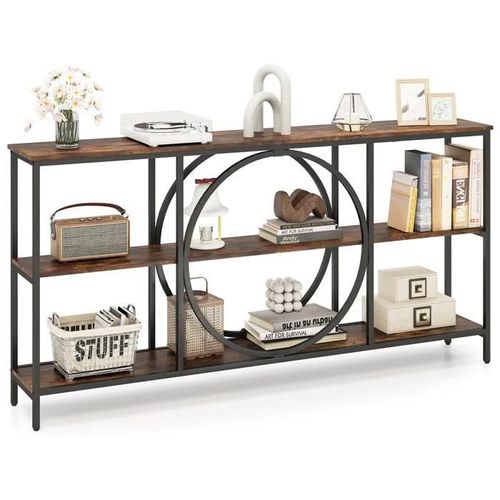 Costway Table De Console Xxl- 3 Niveaux 180 X 30 X 90 Cm (L X L X H) Style Industriel Cadre En Métal