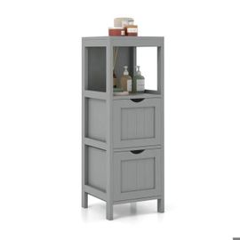 Costway Colonne De Salle De Bain Avec 2 Tiroirs Amovibles, Etagère Ouverte, Pour Salle De Bain, Chambre, Salon, 30 X 30 X 90 Cm