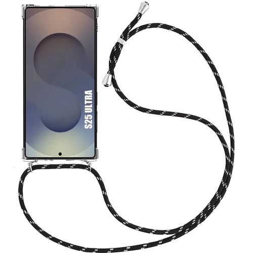 Coque Pour Samsung Galaxy S25 Ultra - Protection Renforcé Transparente Souple + Bandoulière Noire - E.F.Connection