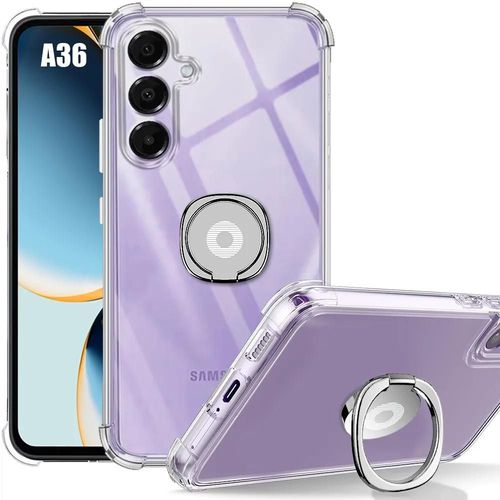 Coque Pour Samsung Galaxy A36 - Silicone Transparent Antichoc Avec Support Argenté - E.F.Connection
