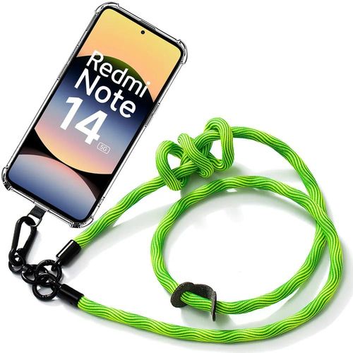 Coque Cordon Pour Xiaomi Redmi Note 14 5g (Pas Pour 4g) Protection Transparente Antichoc Avec Cordon Robuste Vert - E.F.Connection