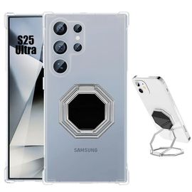Coque Pour Samsung Galaxy S25 Ultra, Protection Silicone Transparent Antichoc Avec Support Ajustable Octogonal - E.F.Connection