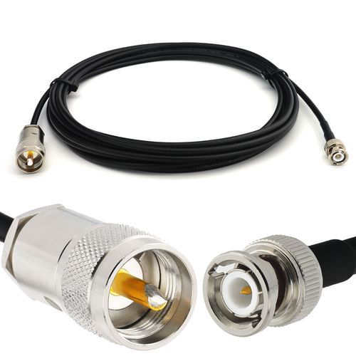 BNC Mâle vers PL259 UHF 15m câble coaxial RG58 50 Ohm - rallonge BNC PL Extension Faible Perte Cable pour Antenne CB Radio Amateur Sans fil Radio WIFI adaptateur VHF