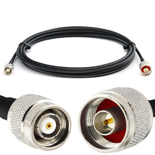 RP-TNC Mâle vers N Mâle 3m câble coaxial RG58 50 Ohm - rallonge RPTNC à N Extension Faible Perte Cable (RP-TNC - TNC à polarité inversée, broche femelle)