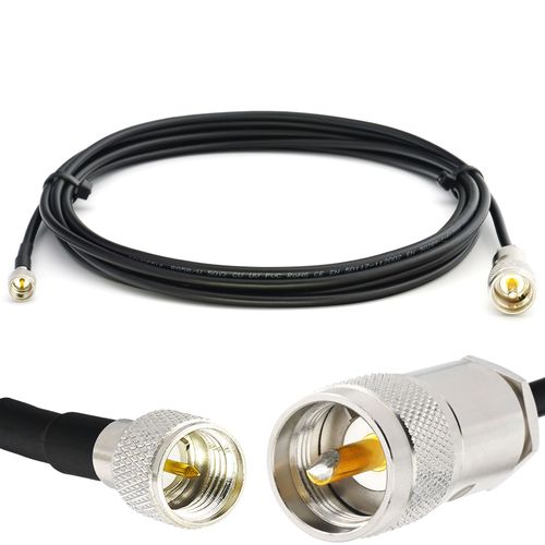 Mini UHF Mâle à PL259 15m UHF Câble coaxial RG58 50 Ohm - Résistant aux intempéries - rallonge pour HAM cable antenne CB Radio Analyseur Tosmetre Marine RF VHF Cibi SDR Radio Amateur