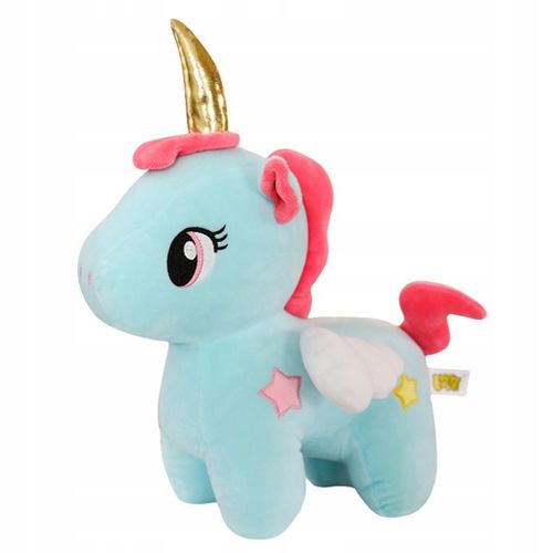 Jolie Figurine Licorne Arc-En-Ciel En Peluche, Bleu Doux 30 Cm