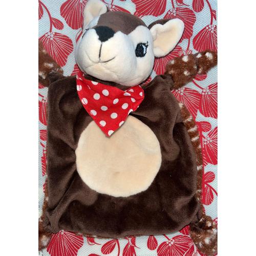 Doudou Biche Faon Marron Foulard Rouge Pois Blancs Les Petites Marie Jouet Bébé Peluche Animal Forêt Soft Toy Baby 