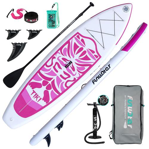 Funwater - Stand Up Paddle Board Gonflable,Sup Board, Stand Up Paddle Board,Surfboard Accessoires Complets, 320x83x15cm-Tiki-Rose