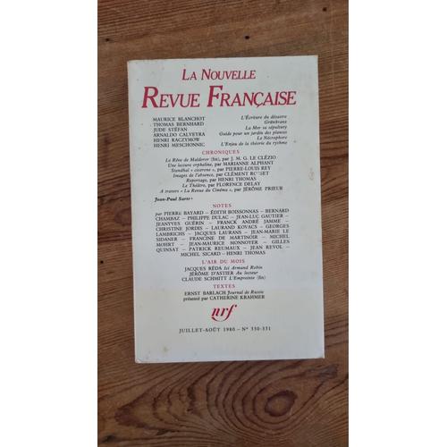 La Nouvelle Revue Française - Juillet-Août 1980, Numéro 330-331