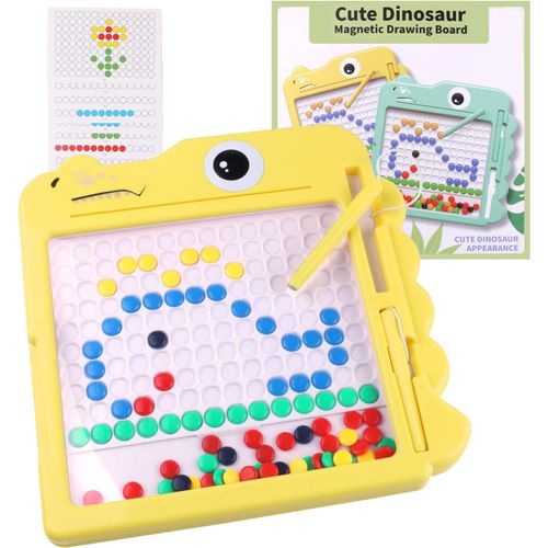 Tableau À Dessin Magnétique, Tablette Dessin Enfant, Ardoise Magique, Avec 2 Stylos Pcs Et 80 Des Perles Colorées, Jouet Éducatif Préscolaire Montessori Pour Les Garçons De 3,4,5 Et 6 Ans, Filles - Jaune