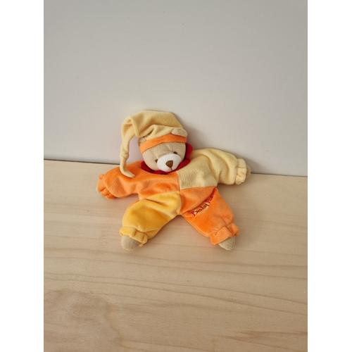 Doudou Ours Arlequin Jaune Orange Baby Nat'