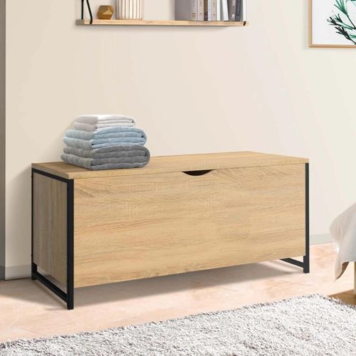 Coffre De Rangement 100 Cm Detroit Bois Et Noir Design Industriel