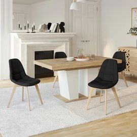 Lot De 4 Chaises Gaby Noires En Tissu Pour Salle À Manger