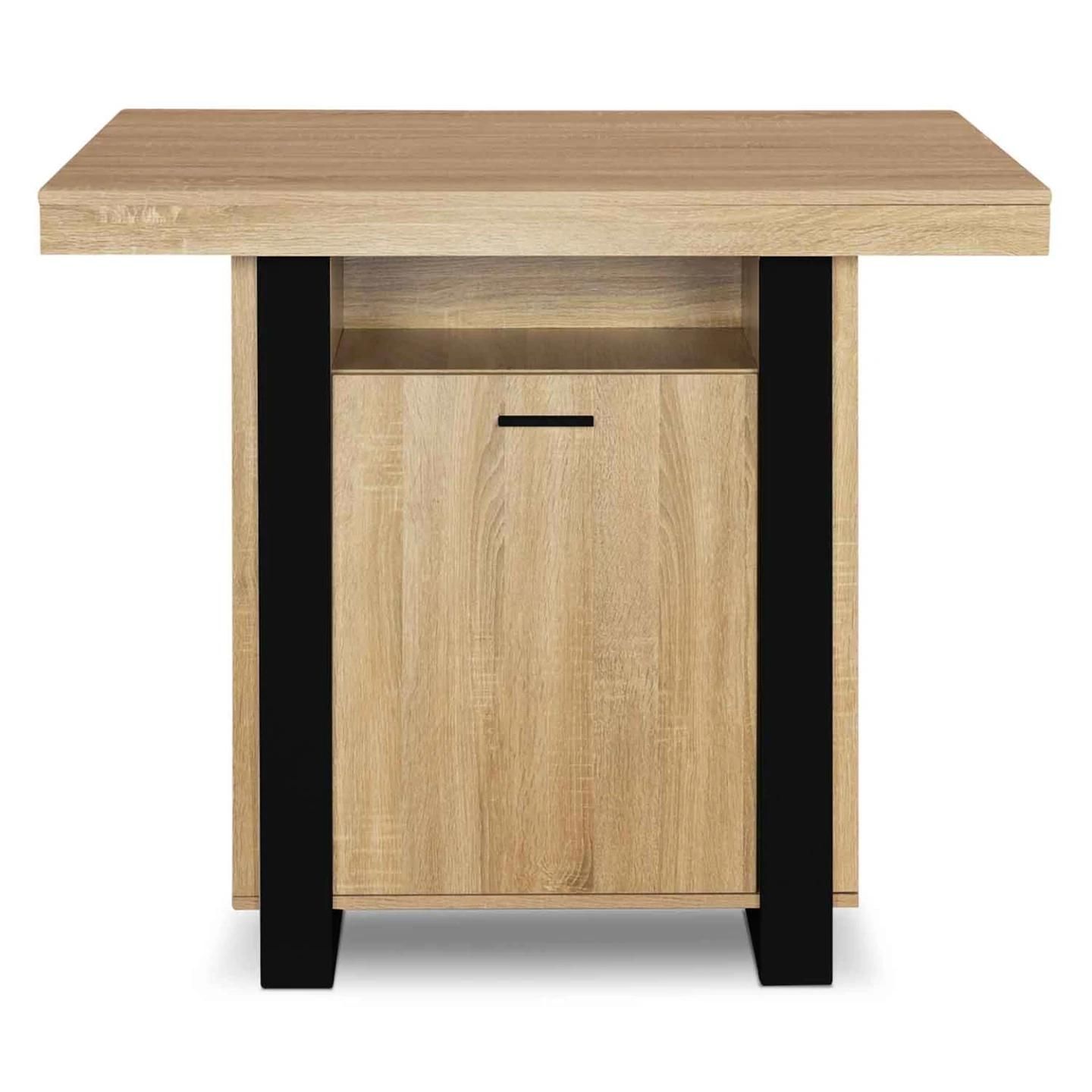 Ilot Central Phoenix 110 Cm Bois Et Noir Avec Rangements - 3