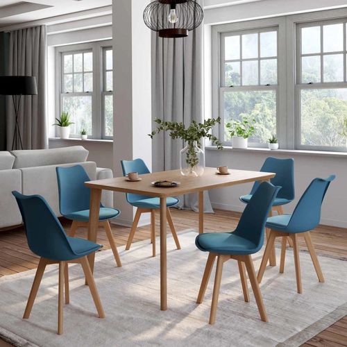Lot De 6 Chaises Sara Bleu Canard Pour Salle À Manger