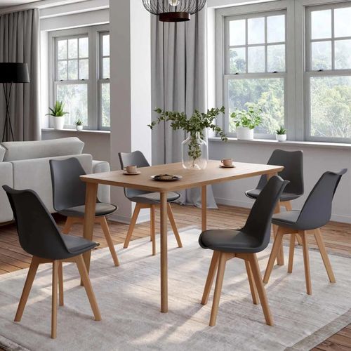Lot De 6 Chaises Sara Gris Foncé Pour Salle À Manger