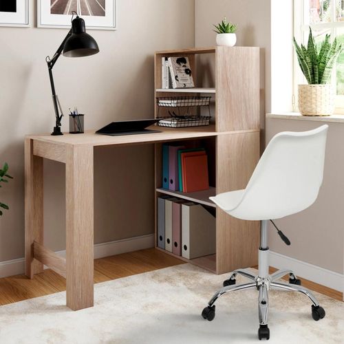 Bureau Bibliothèque Ben Façon Hêtre Avec Étagères Blanches
